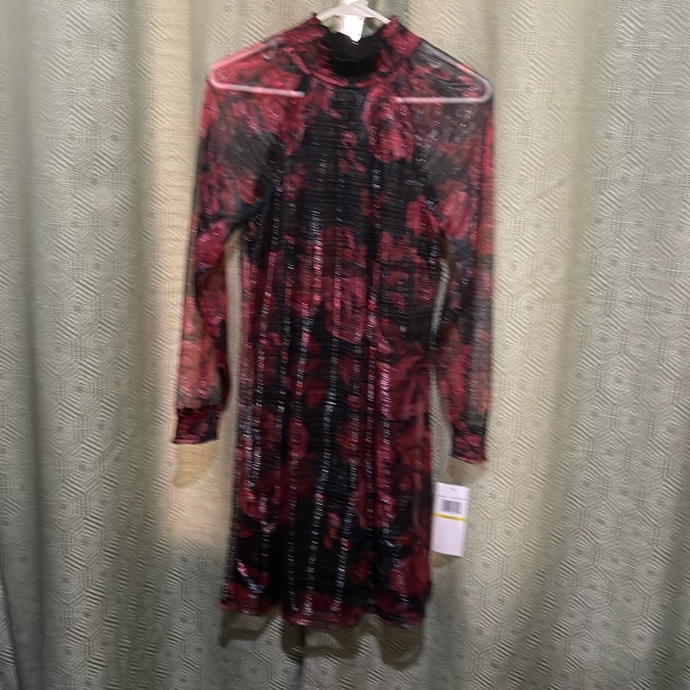 Nina Leonard NWT shimmery dress lined with sheer sleeves size medium